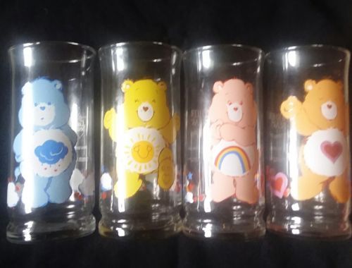 Set of 4 Vintage Care Bear Glasses from Pizza Hut Collector's Series