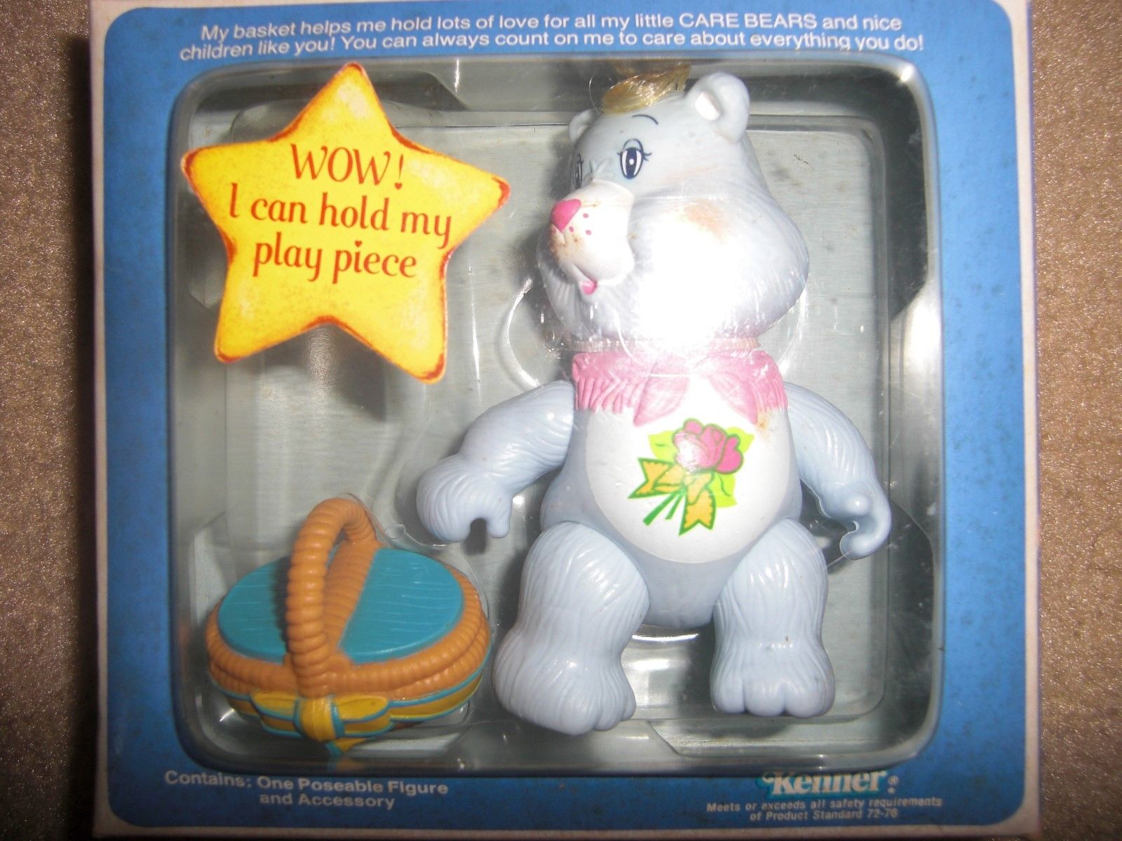 vintage 80's kenner care bears grams bear with lovin basket new poseable figure