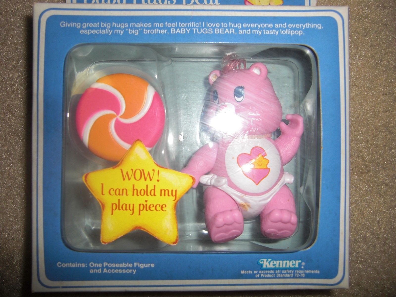 vintage 80's kenner care bears baby hugs bear sweet lickity lollipop new figure