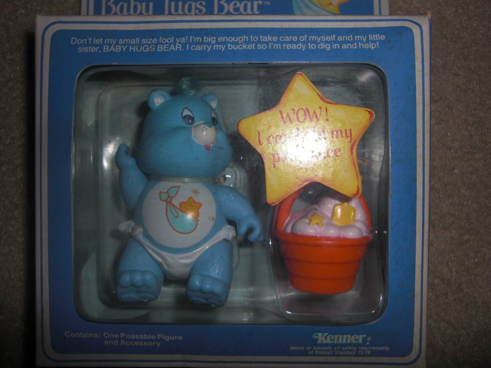 vintage 80's kenner care bears baby tugs bear with big diggity bucket new figure