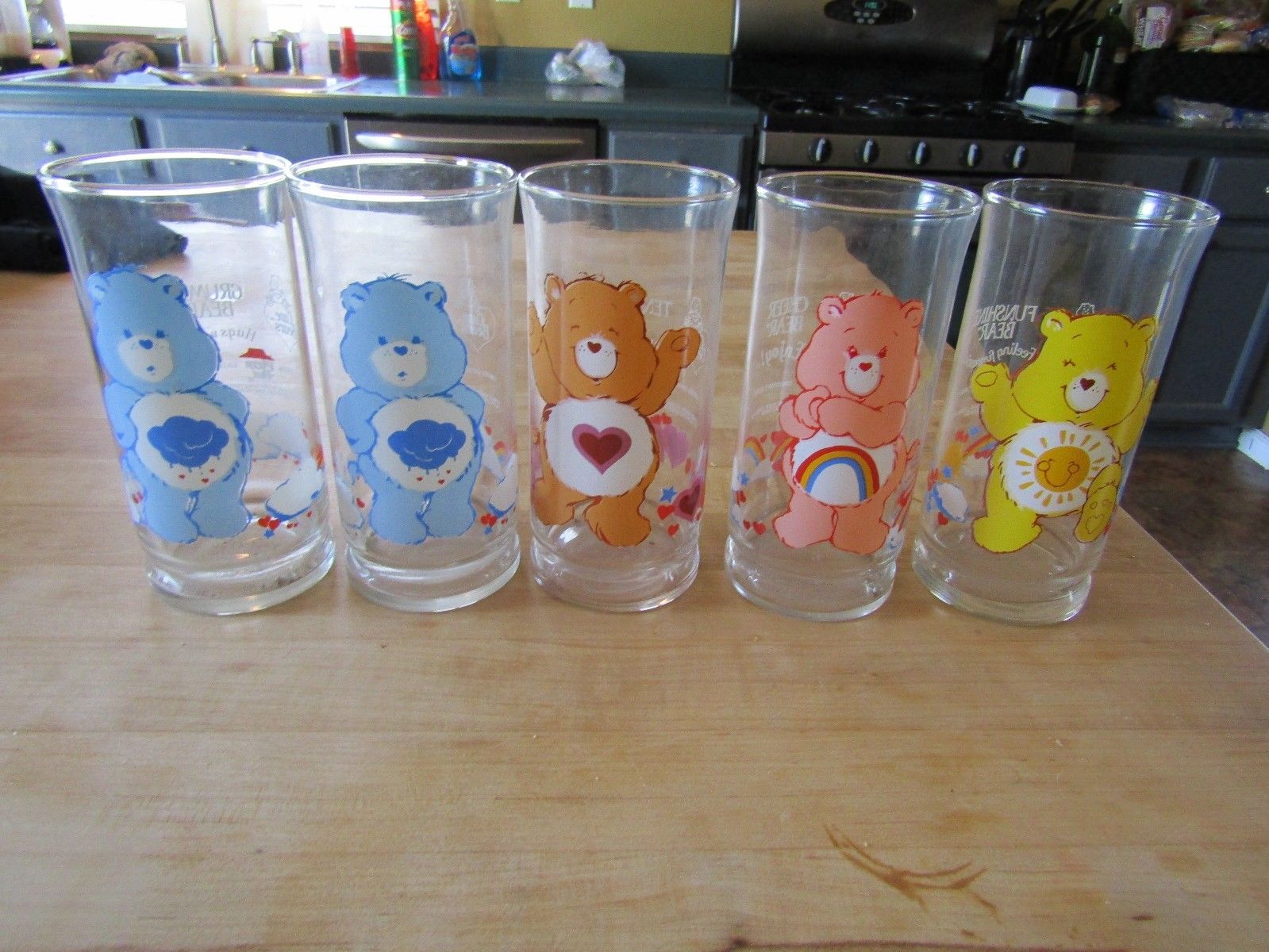 Set of 5 Vintage Care Bear Glasses from Pizza Hut Collector's Series