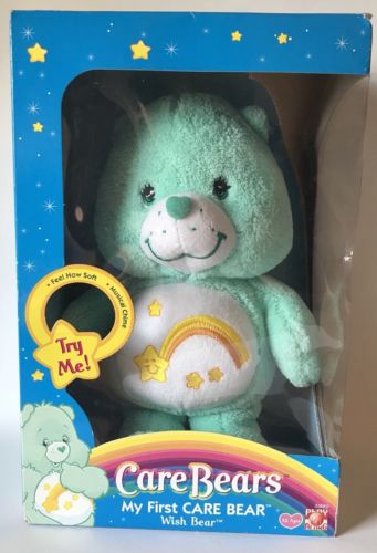 My First WISH BEAR W/ Chime CARE BEARS Sealed In Box 2004 - Blue - Shooting Star