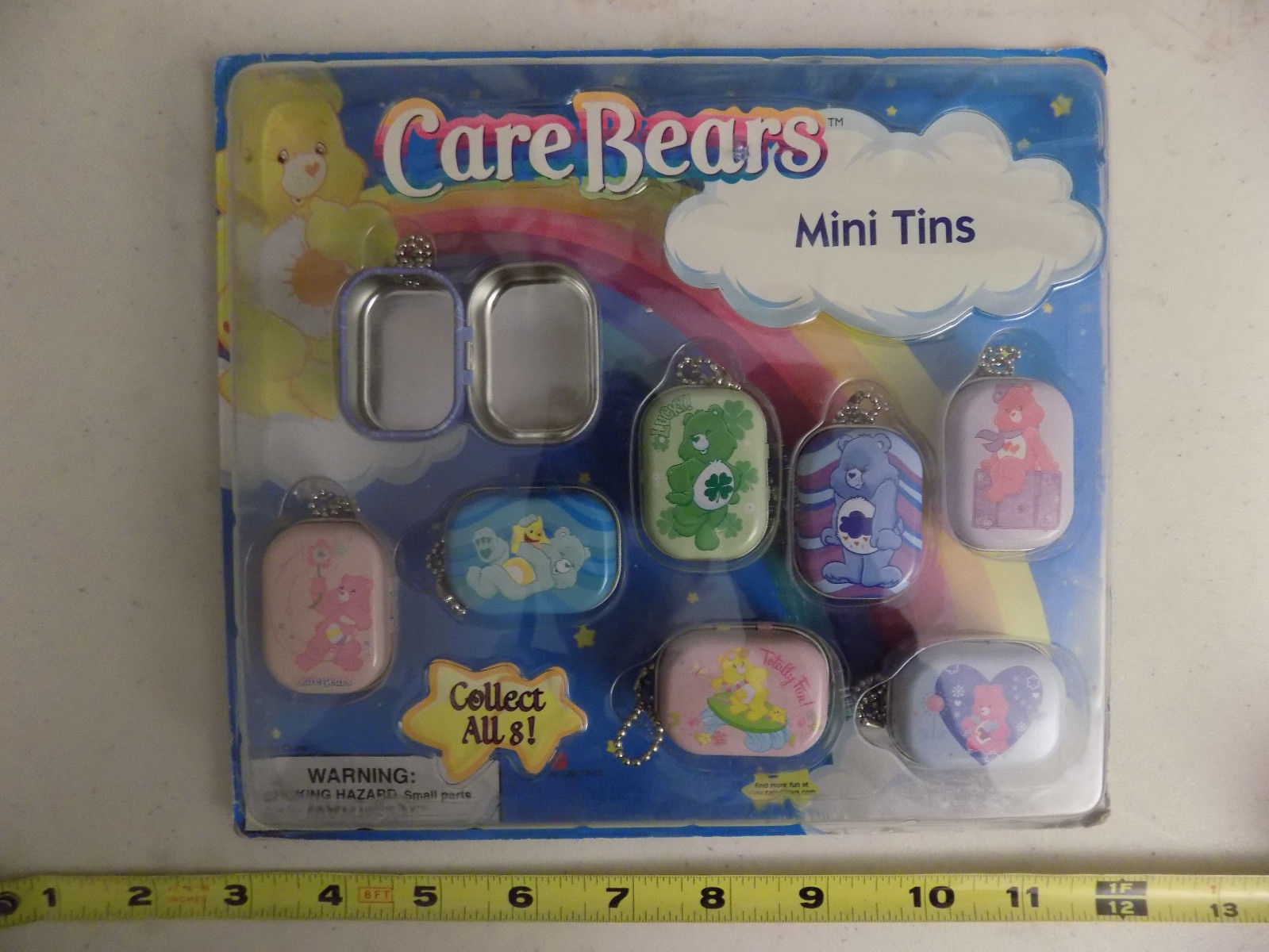 Care Bears Mini Tins Box W Chain Set of 8 Bulk Vending Toys Display RARE 2005