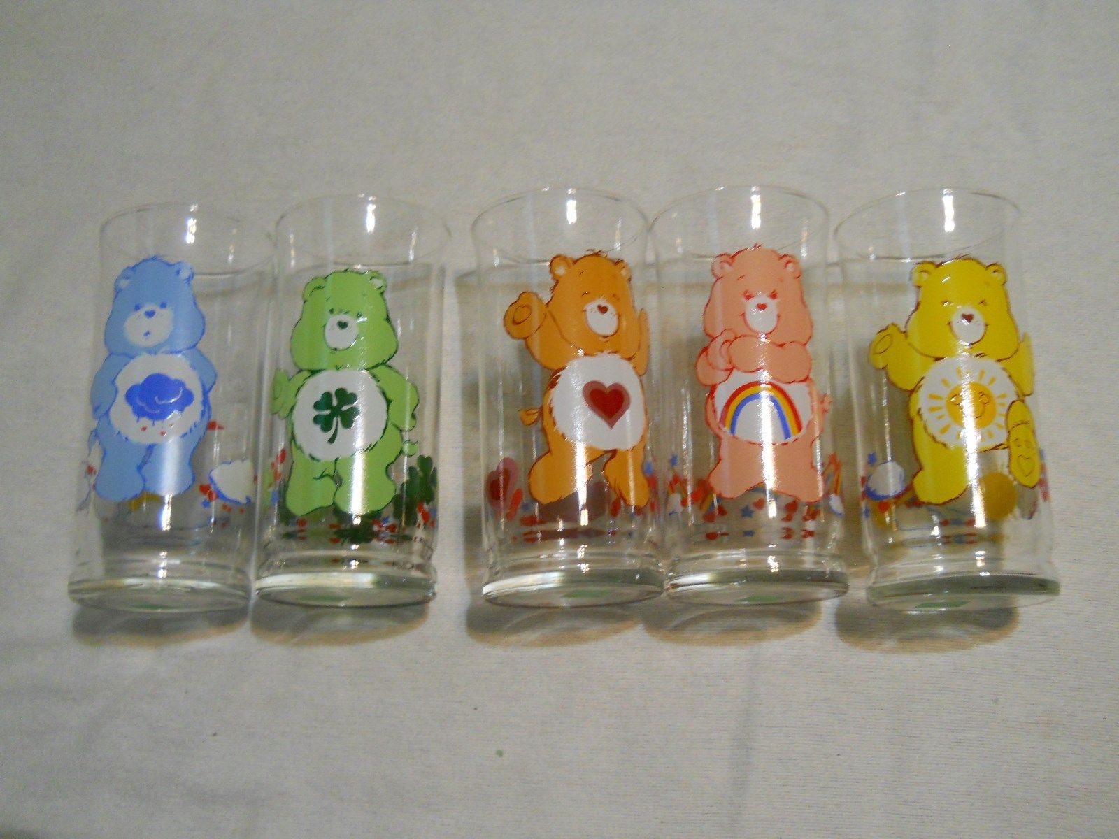 Care Bear Vintage 1983 Set of 5 Pizza Hut Glasses  
