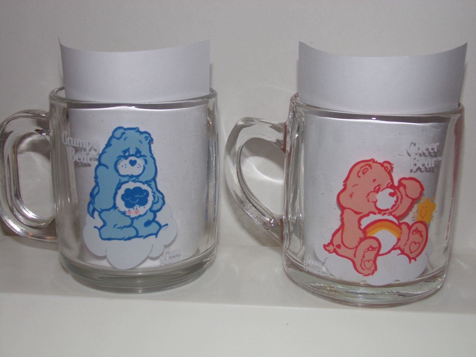 Grumpy Bear & Cheer Bear - Care Bear Glass Mug - 1984 American Greetings