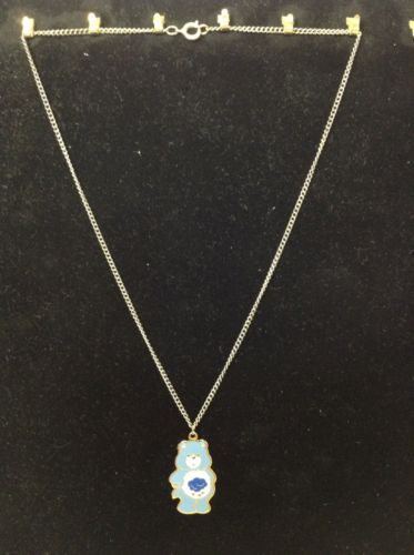 Vintage 1983 GRUMPY BEAR CARE BEARS Metal Enamel 1.5" Pendant Necklace H. Eldon