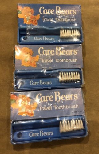 Vintage 1985 Care Bears Lot Of 3 travel toothbrush NEW in sealed pkg NOS