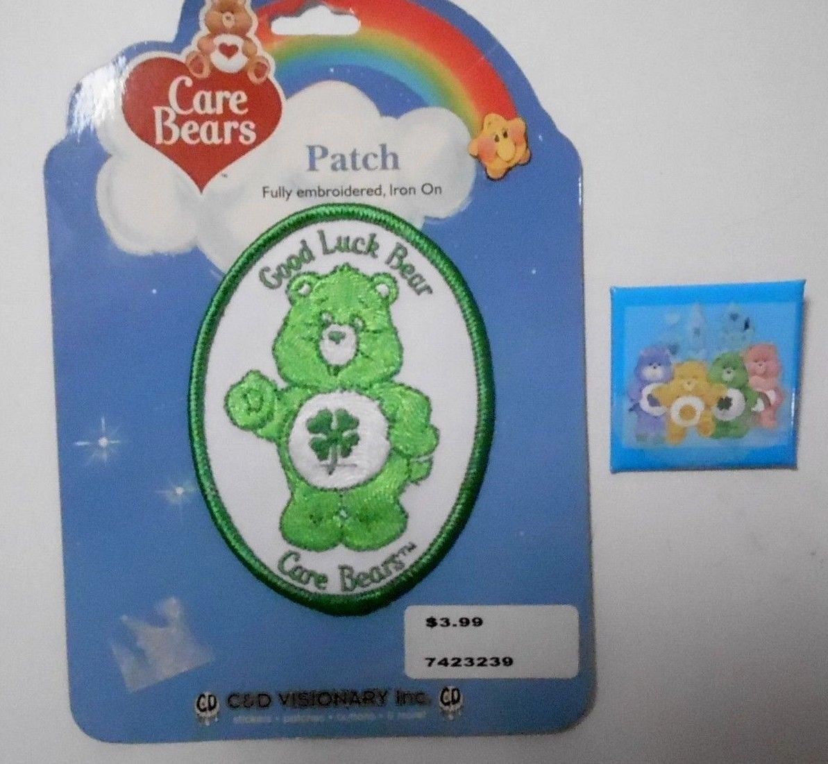 Care Bears Pin &  Good Luck Bear Iron-on Embroidered Patch