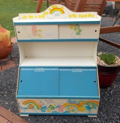 Vintage Care Bears Bear Toy Box Storage Display Chest Decor Furniture 