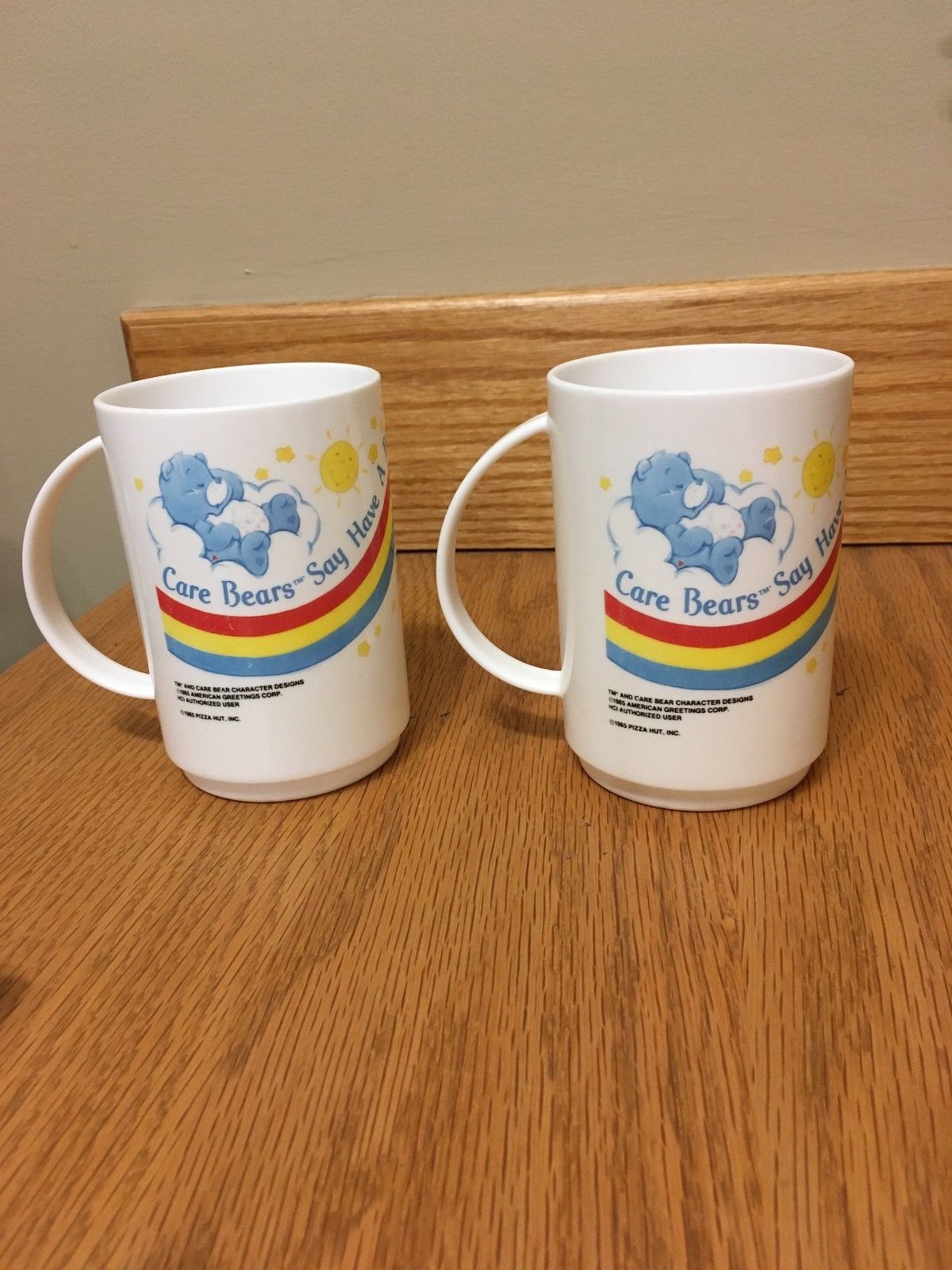 Vintage 1985 Care Bears Plastic Kids Cups/Mugs from Pizza Hut