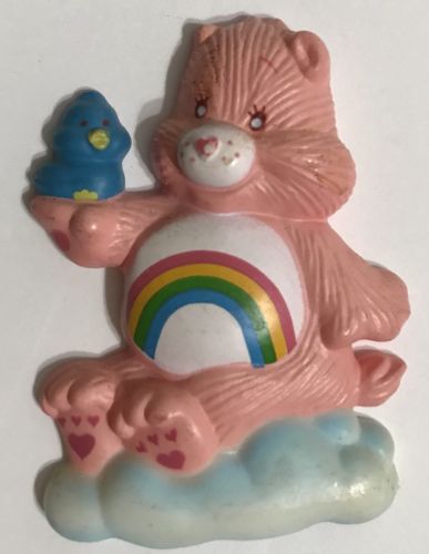 Vtg 1985 Care Bears Fridge/Locker Magnet - Cheer Bear On Cloud