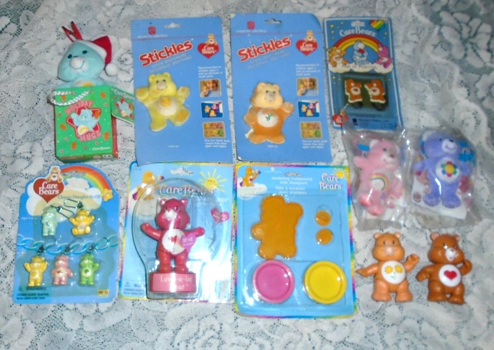 LOT OF CARE BEAR ITEMS NEW & USED  3-D ANIMATOR STAMPERS CHARM DANGLERS STICKLER