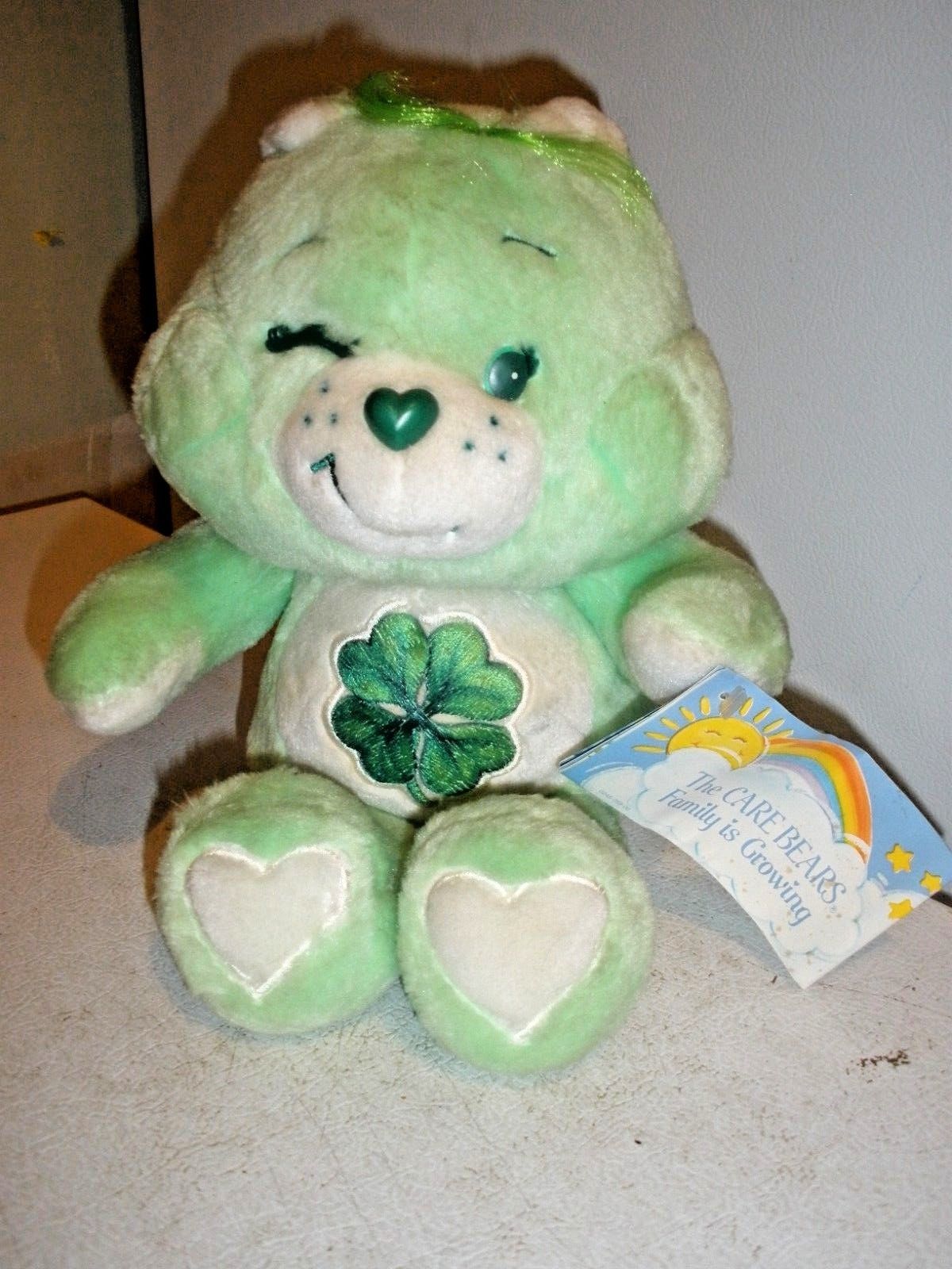 Vintage 1983 Kenner Heart Green Good Luck Lucky Care Bears Plush Stuffed Animal