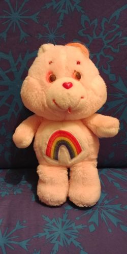 Vintage Care Bears Rainbow Cheer Bear Pink Plush 13 Inches Original 1982 