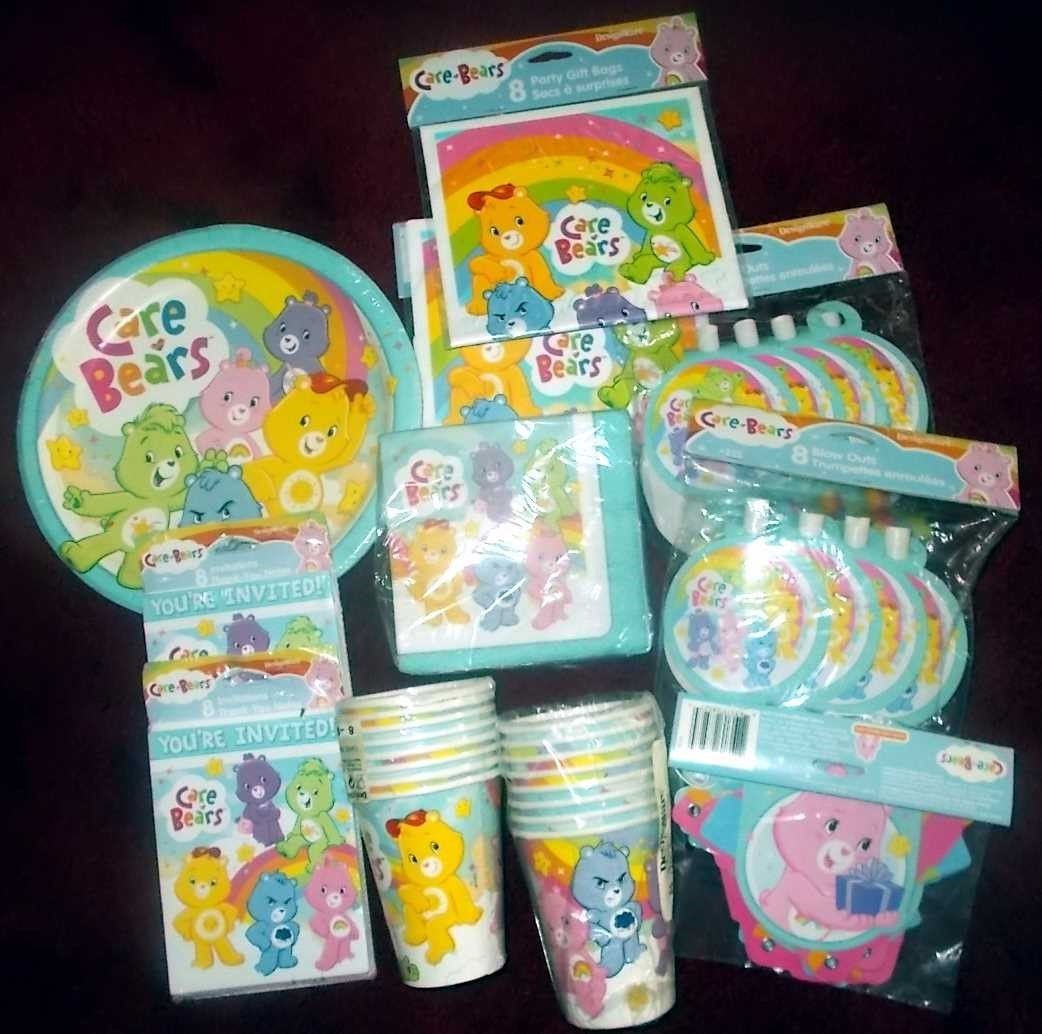 Large Lot of New Care Bears Party Supplies for 16