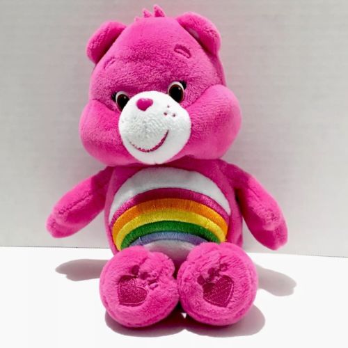 2014 Care Bears Pink Rainbow Cheer Bear Plush Stuffed Animal 8