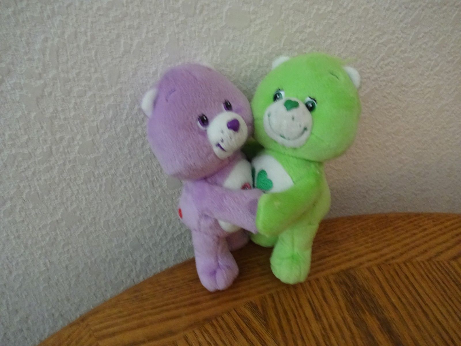 HUGGING CARE BEAR PLUSH-GOOD LUCK BEAR AND SHARE BEAR-THEY HOLD HANDS