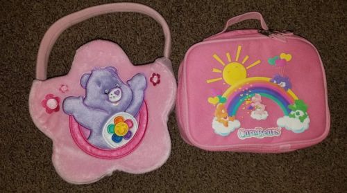 PINK CARE BEARS SOFT INSULATED LUNCH BAG & TRICK-OR-TREAT PLUSH BAG