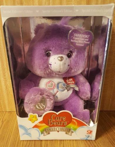 Vtg 2007 Care Bears Collecitibles Swarovski Crystals Purple Full Size NIB New