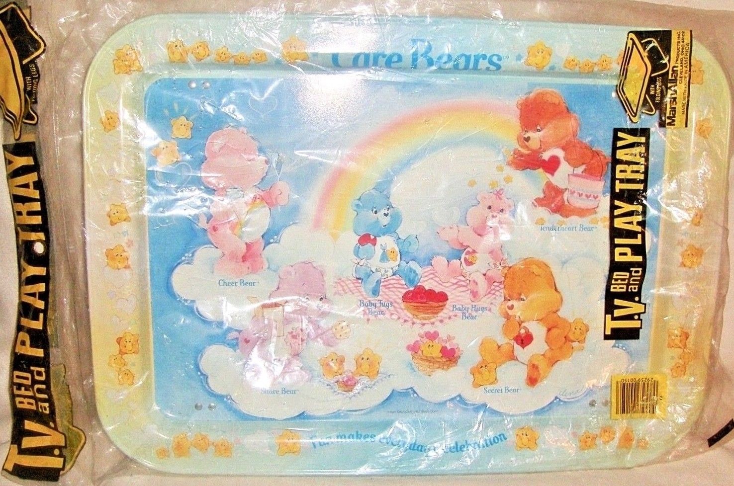 VINTAGE 1985 CARE BEARS METAL FOLDING TV SNACK TRAY - MINT!!! NEW OLD STOCK