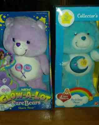 Vintage Care Bears Lot: Glow-a-Lot Share Bear 2003 and Bedtime Bear 2002