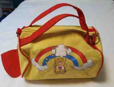 Vintage Care Bears Yellow Bag 80's Carebears Retro Lunch bag Rainbow