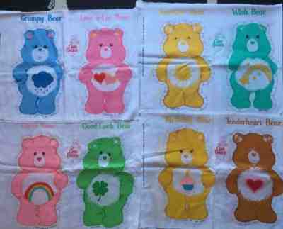 Vintage 1980s Lot of 8 Care Bears CUT & SEW Pillows Fabric Panels American Greet