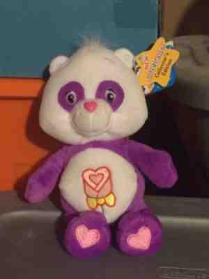 Rare Care Bear Polite Panda 11” Purple Plush Rose/Flower Symbol BRAND NEW -NWT!