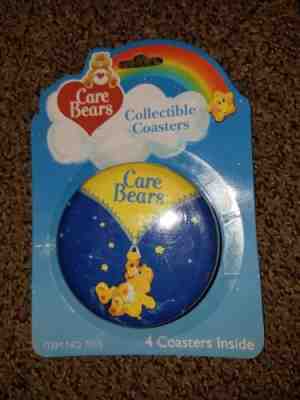 CARE BEAR CORK-BACKED COASTERS IN CARE BEAR TIN 2002 NEW SET OF 4