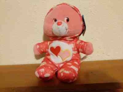 Care Bear Love a Lot PJ Party Plush Stuffed Animal Pink Hearts Hoodie 2004/2005