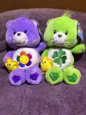 Good Luck Bear & Harmony Bear Care Bears Set Of 2, 2003 NWT With Star Buddy 13”