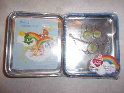 Care Bears Love-a-Lot & Good Luck Silver Tone Earring and Bracelet Set New