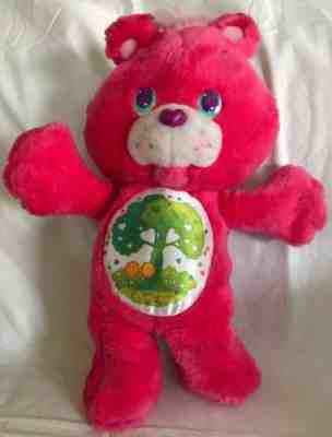 Care Bears 1991 Environmental Friend Bear Vintage Plush Stuffed Bright Pink Tree