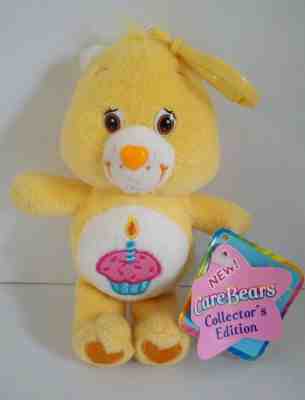 2003 Care Bears Birthday Bear Backpack Clip Yellow Soft Plush Stuffed Doll 5