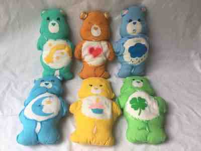 Vintage Lot of 6 Care Bear Plush Pillow Stuffed Craft Pillows