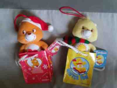 2 Care Bear Ornaments Tenderheart Bear And Funshine Bear In Christmas Bags