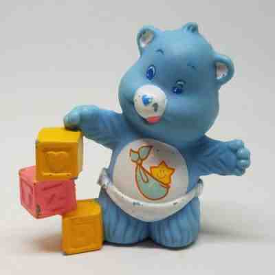 Vintage Care Bears Baby Tugs Bear with Blocks PVC Figure 1984 Miniature Mini
