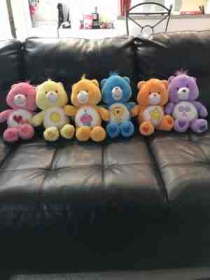Lot of 6 2002-2003 13" Care Bear plushes soft and good condition