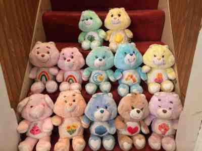 Vintage 80s Care Bear Cartoon Plush Lot of 12 Cousin and Bears of All Sizes 