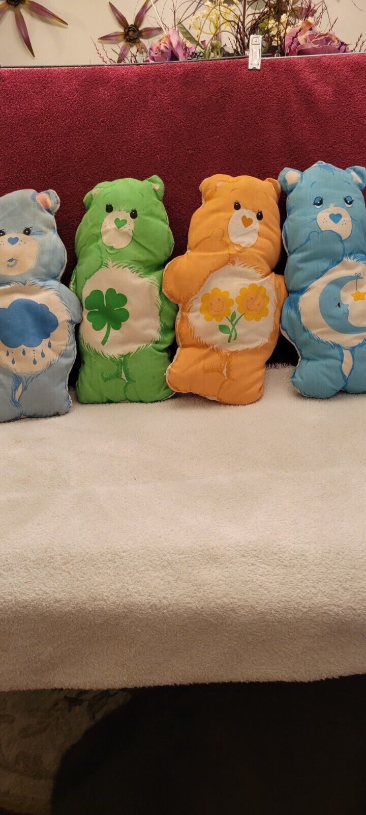 VTG Care Bears 1980s Plush Pillows Hand Sewn Lot 4 Plush Toys Homemade Sewing