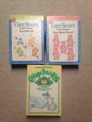 Lot Of 3 Vintage Parker Brothers Care Bears & Cabbage Patch Card Games