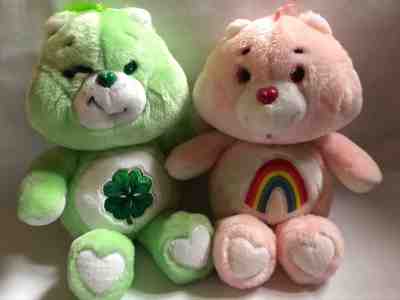 Vintage Care Bear Lot - Good Luck & Cheer Bear Plush 1983 Clover Rainbow