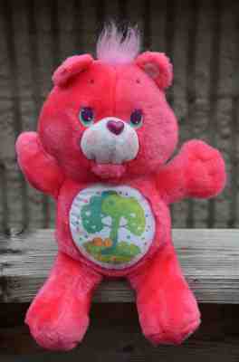 Vintage 1991 Care Bears FRIEND BEAR Pink Plush Stuffed Doll Tree Symbol TCFC