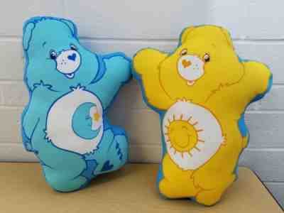 Care Bear Pillows lot of 2 Plush Stuffed Bedtime Bear Funshine Bear
