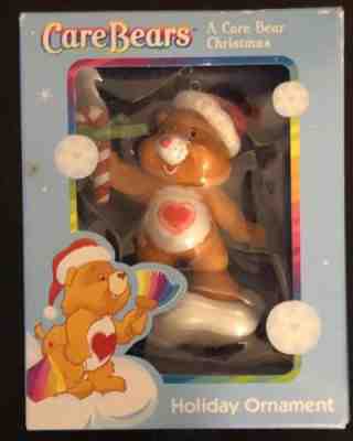 New In Box Care Bears Christmas Ornament Tenderheart Holding A Candy Cane