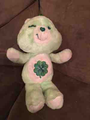 VTG Care Bear GOOD LUCK Green Winking Bear Stuffed Plush Bear 1983 Kenner 45202