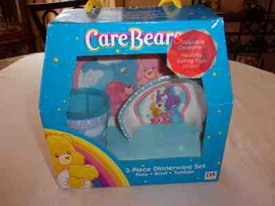 Care Bears 3 Piece Melamine Dinnerware Set Heart Shaped Plate Bowl Tumbler NIB