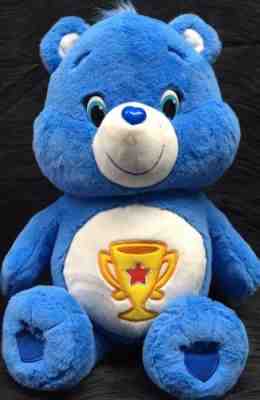 Large 20” Care Bear Plush Jumbo Blue Champ Carebear Trophy Hard To Find!