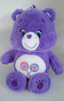 Medium 2014 Care Bears SHARE BEAR Purple Soft Plush Stuffed Doll Toy 13