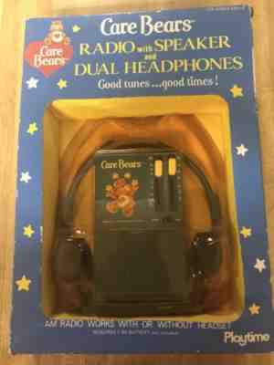 Vintage Care Bears AM Radio With Speaker And Headphones Nib